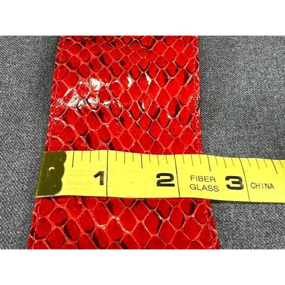 Vintage Genuine Red Reptile Skin and Suede Leather Belt - Picture 5 of 16